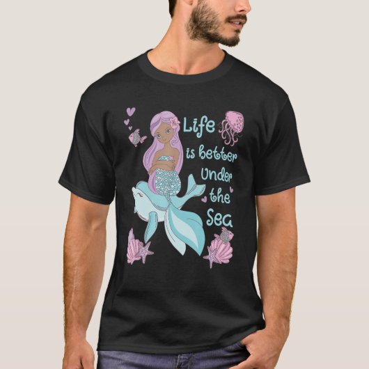 Mermaid  Under the Sea Cute Ocean Design Tシャツ (正面)