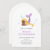 Mermaid Under the sea first birthday invitation 招待状 (正面/裏面)
