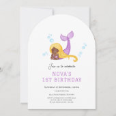Mermaid Under the sea first birthday invitation 招待状 (正面)