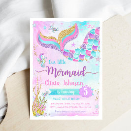 Mermaid Under the Sea Girl Birthday 招待状
