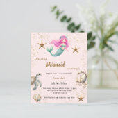 Mermaid Under the sea girl Birthday invitation (スタンド正面)