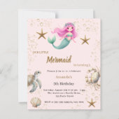 Mermaid Under the sea girl Birthday invitation (正面)
