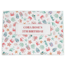 Mermaid Under The Sea Girl Birthday Party ラージペーパーバッグ