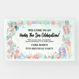 Mermaid Under The Sea Girl Birthday Party 横断幕