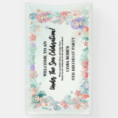 Mermaid Under The Sea Girl Birthday Party 横断幕 (縦)