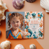 Mermaid Under The Sea Girl Kids' Birthday Photo  招待状