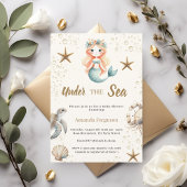 Mermaid Under the sea ocean animals Baby Shower 招待状