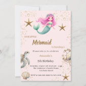 Mermaid Under the sea ocean animals Birthday 招待状 (正面)
