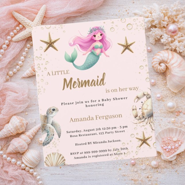 Mermaid Under the sea ocean Baby Shower invitation (クリエイターアップロード済み)