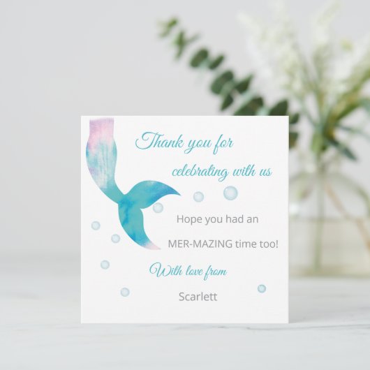 Mermaid Under The Sea Pastel Personalized  サンキューカード (スタンド正面)