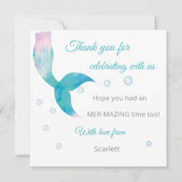 Mermaid Under The Sea Pastel Personalized  サンキューカード