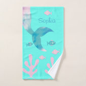Mermaid Under the Sea Pastel Pink Blue Aqua Girls バスタオルセット (ハンドタオル)