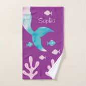 Mermaid Under the Sea Pastel Pink Blue Girls バスタオルセット (ハンドタオル)