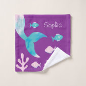 Mermaid Under the Sea Pastel Pink Blue Girls バスタオルセット (ウォッシュタオル)
