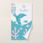 Mermaid Under the Sea Pastel Pink Blue Girls バスタオルセット (ハンドタオル)