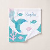 Mermaid Under the Sea Pastel Pink Blue Girls バスタオルセット (ウォッシュタオル)