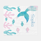 Mermaid Under the Sea Pastel Pink Blue Girls  フリースブランケット (正面(横))