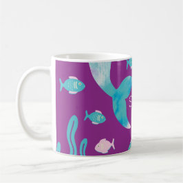 Mermaid Under the Sea Pastel Purple コーヒーマグカップ