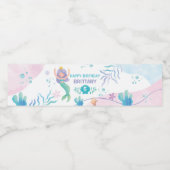 Mermaid Under the Sea Watercolor birthday  ペットボトルラベル (シングルラベル)