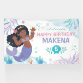 Mermaid Under the Sea Watercolor birthday banner 横断幕 (横)