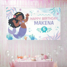 Mermaid Under the Sea Watercolor birthday banner 横断幕