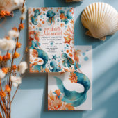 Mermaid Under The Sea Watercolor Kids' Birthday  招待状