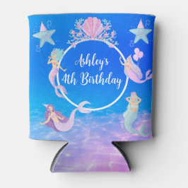 Mermaid under the sea watercolor ocean kids party 缶クーラー