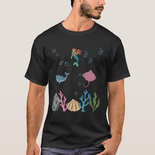 Mermaid Underwater Kids Whale Tシャツ (正面)