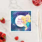 Mermaid Unicornプールパーティー供給ピンクブルーガール スタンダードカクテルナプキン (インサイチュ)