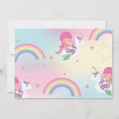 Mermaid Unicornプールパーティー誕生日ピンク写真 招待状 (裏面)
