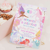 Mermaid & Unicorn誕生日パーティーの招待 招待状