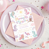 Mermaid Unicorn Party Invitation 招待状