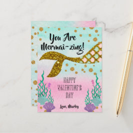 Mermaid Valentine's Classroom Card – はがきサイズ ポストカード