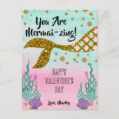 Mermaid Valentine's Classroom Card – はがきサイズ ポストカード (正面)