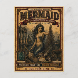 Mermaid, Vintage Circus Monster ポストカード
