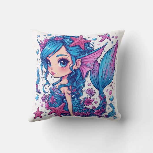 mermaid Watercolor  クッション (裏面)