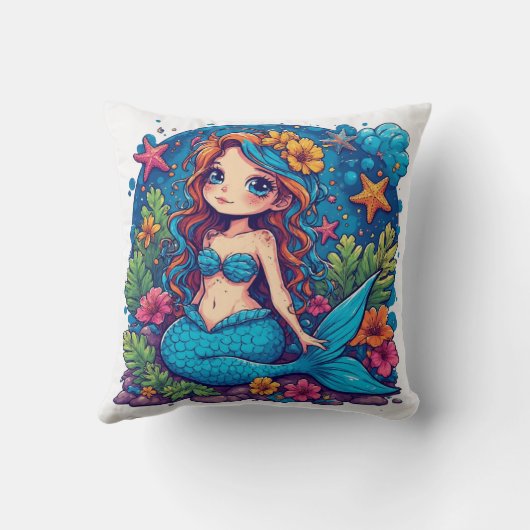 mermaid Watercolor  クッション (裏面)