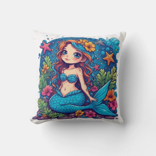 mermaid Watercolor クッション (正面)