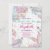 Mermaid Watercolor Birthday Invitation 招待状 (正面)