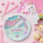 Mermaid watercolor first birthday ペーパープレート (パーティー)
