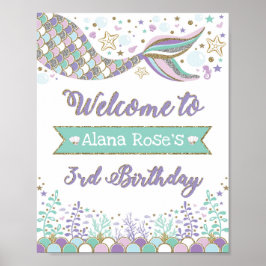 Mermaid Welcome Poster 3rd Birthday Poolパーティー ポスター