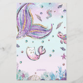 Mermaid Well Wishes for Baby Shower Activity Card (裏面)