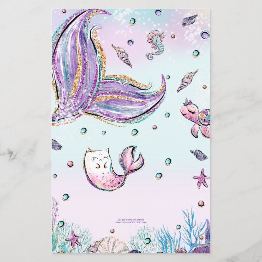 Mermaid Well Wishes for Baby Shower Activity Card (裏面)