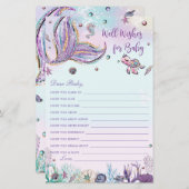 Mermaid Well Wishes for Baby Shower Activity Card (正面/裏面)