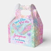 Mermaid whimsical first birthday custom フェイバーボックス (正面サイド)