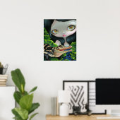 Mermaid with a Baby Alligator ART PRINT big eye ポスター (ホームオフィス)