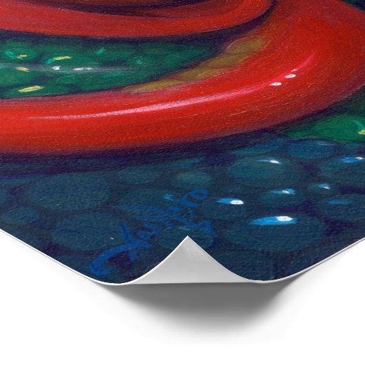 Mermaid with a Scarlet Dragon ART PRINT fantasy ポスター (角)