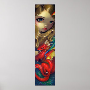 Mermaid with a Scarlet Dragon ART PRINT fantasy ポスター