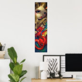 Mermaid with a Scarlet Dragon ART PRINT fantasy ポスター (ホームオフィス)