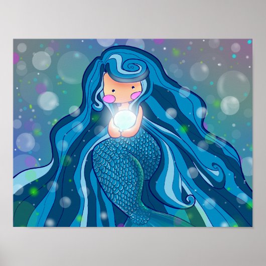 Mermaid with bright pearl poster ポスター (正面)